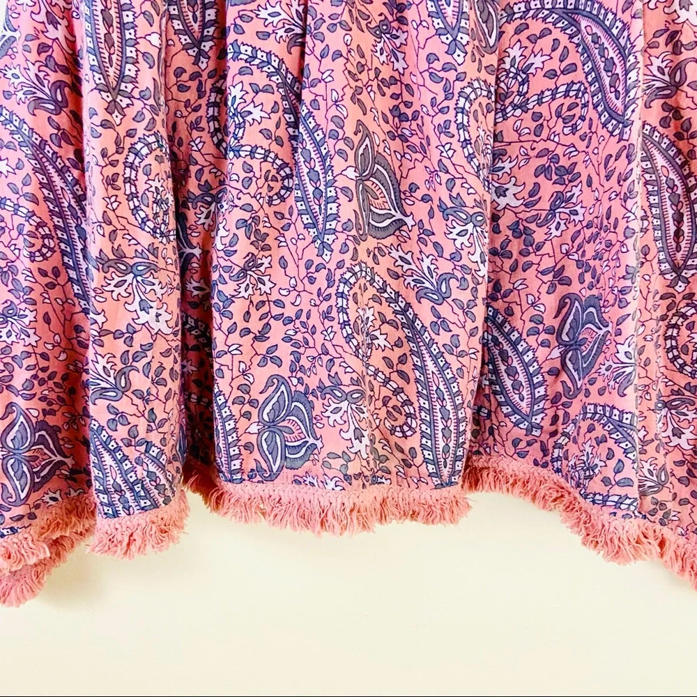 ANTHROPOLOGIE LILKA Coral/Pink Fringe Boho Swing Cami Tank Top - Picture 6 of 11